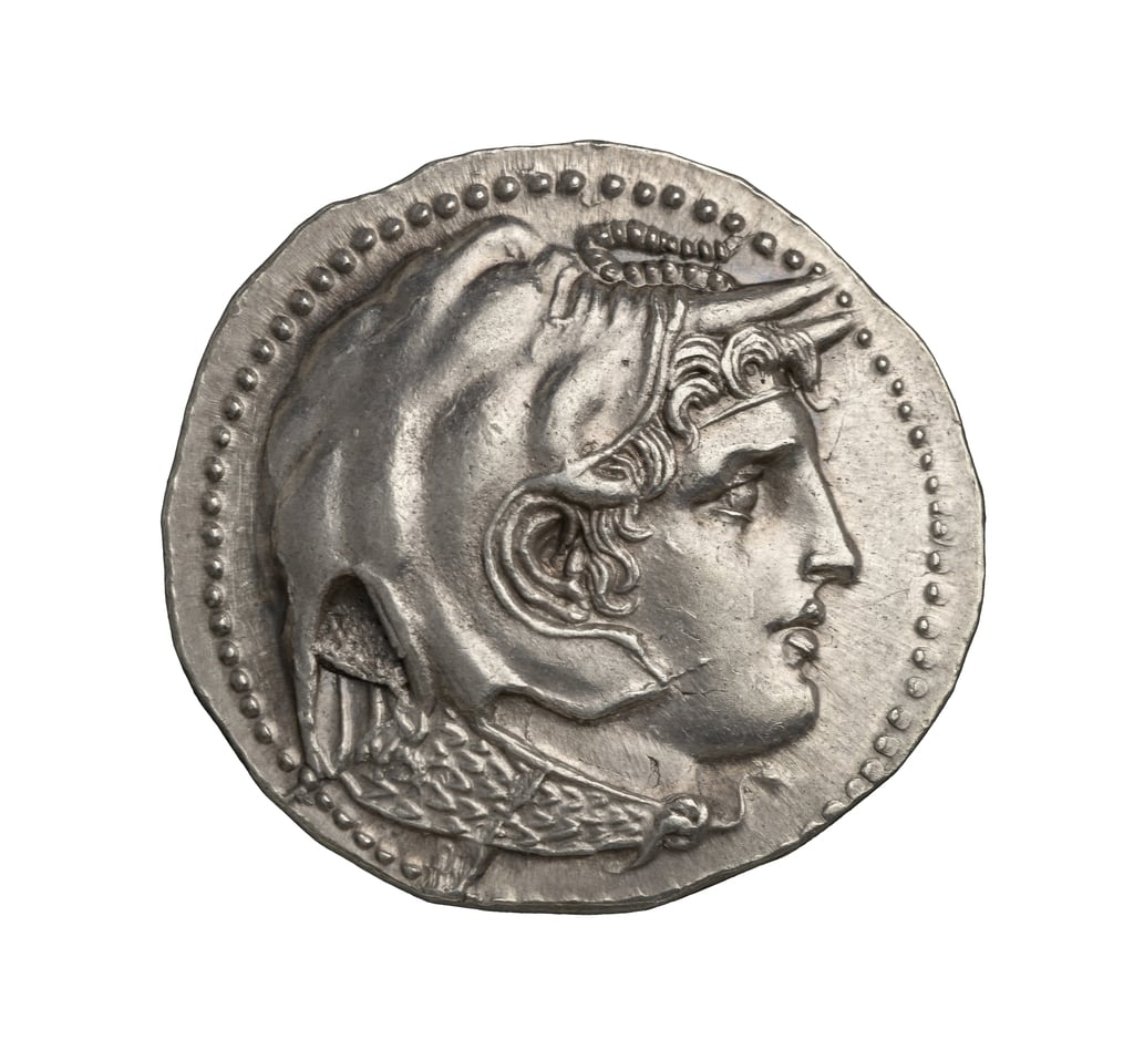 アレクサンドリアの古代ギリシャ（プトレマイオス）銀貨、紀元前
